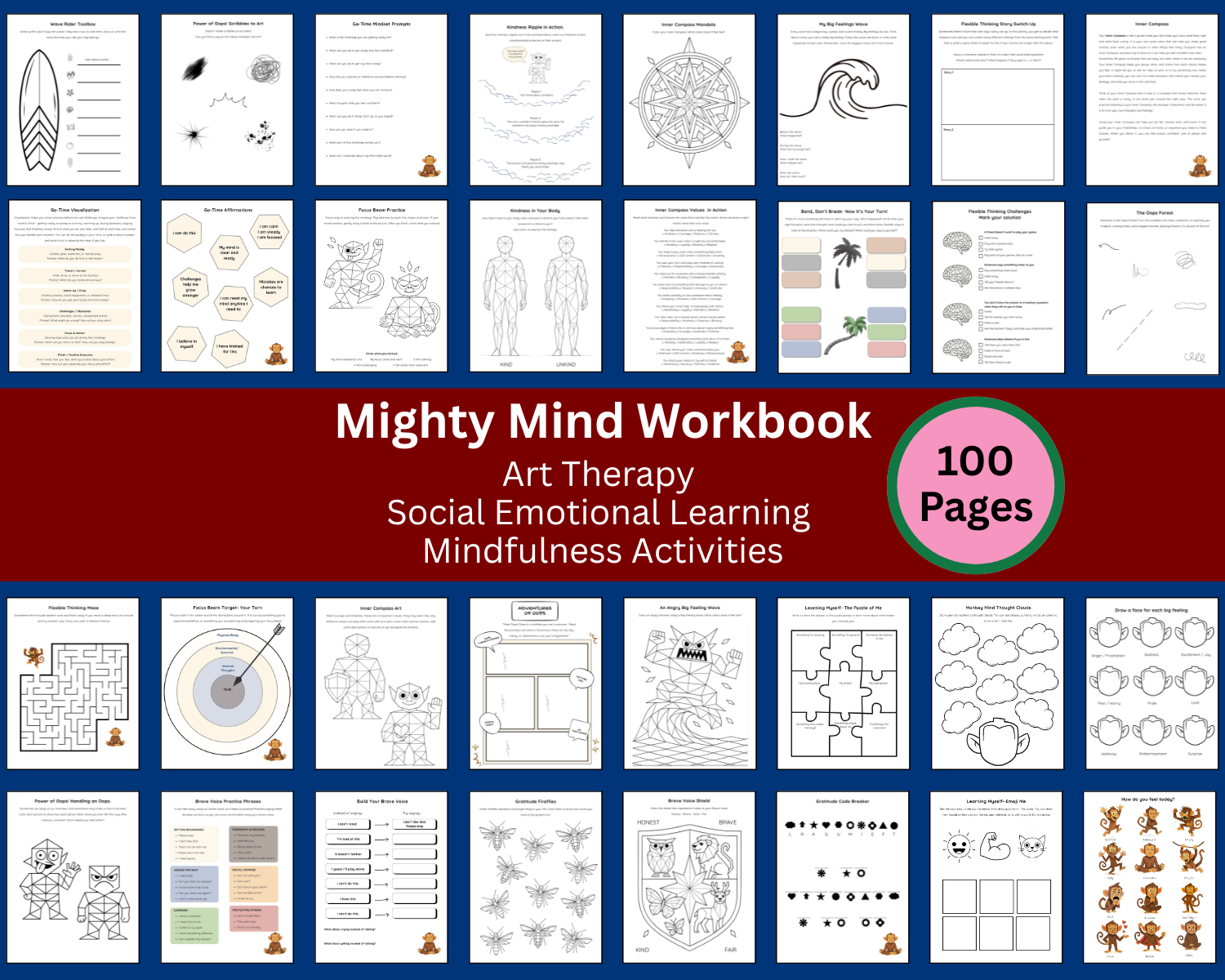 Mighty Mind Workbook - 100 Page Printable SEL Toolkit