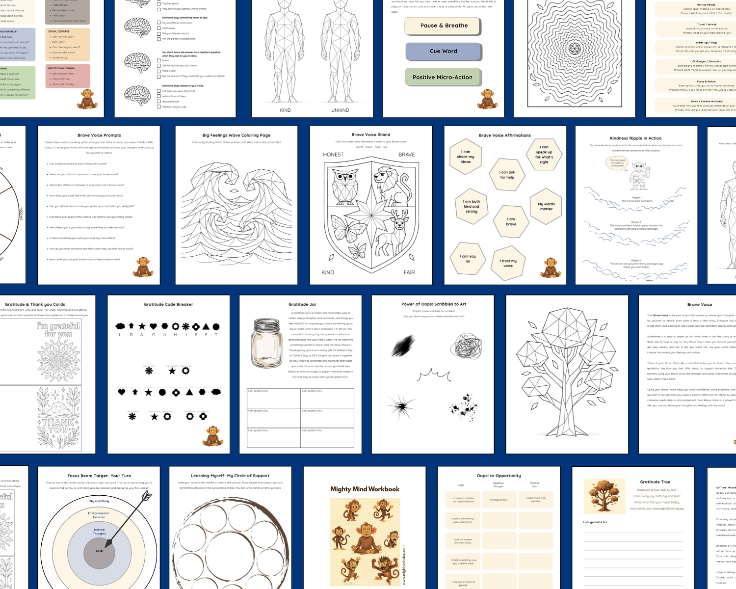 Mighty Mind Workbook - 100 Page Printable SEL Toolkit