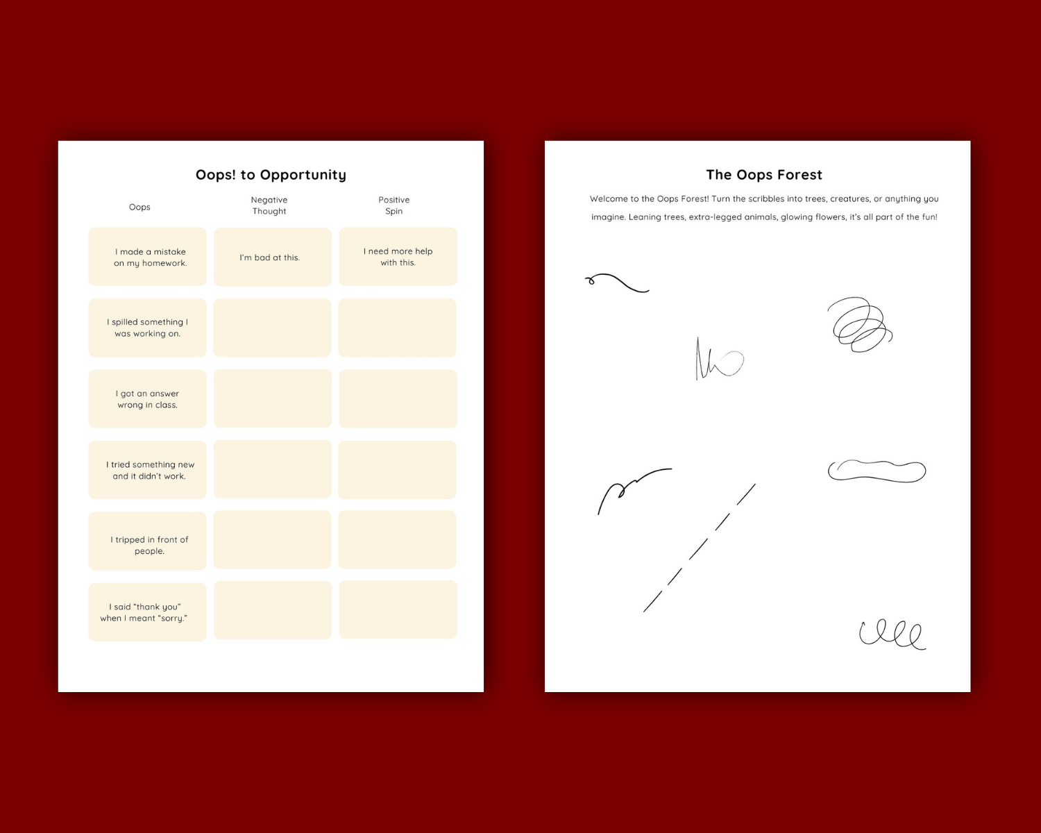 Power of Oops- Learning from Mistakes Printable Workbook