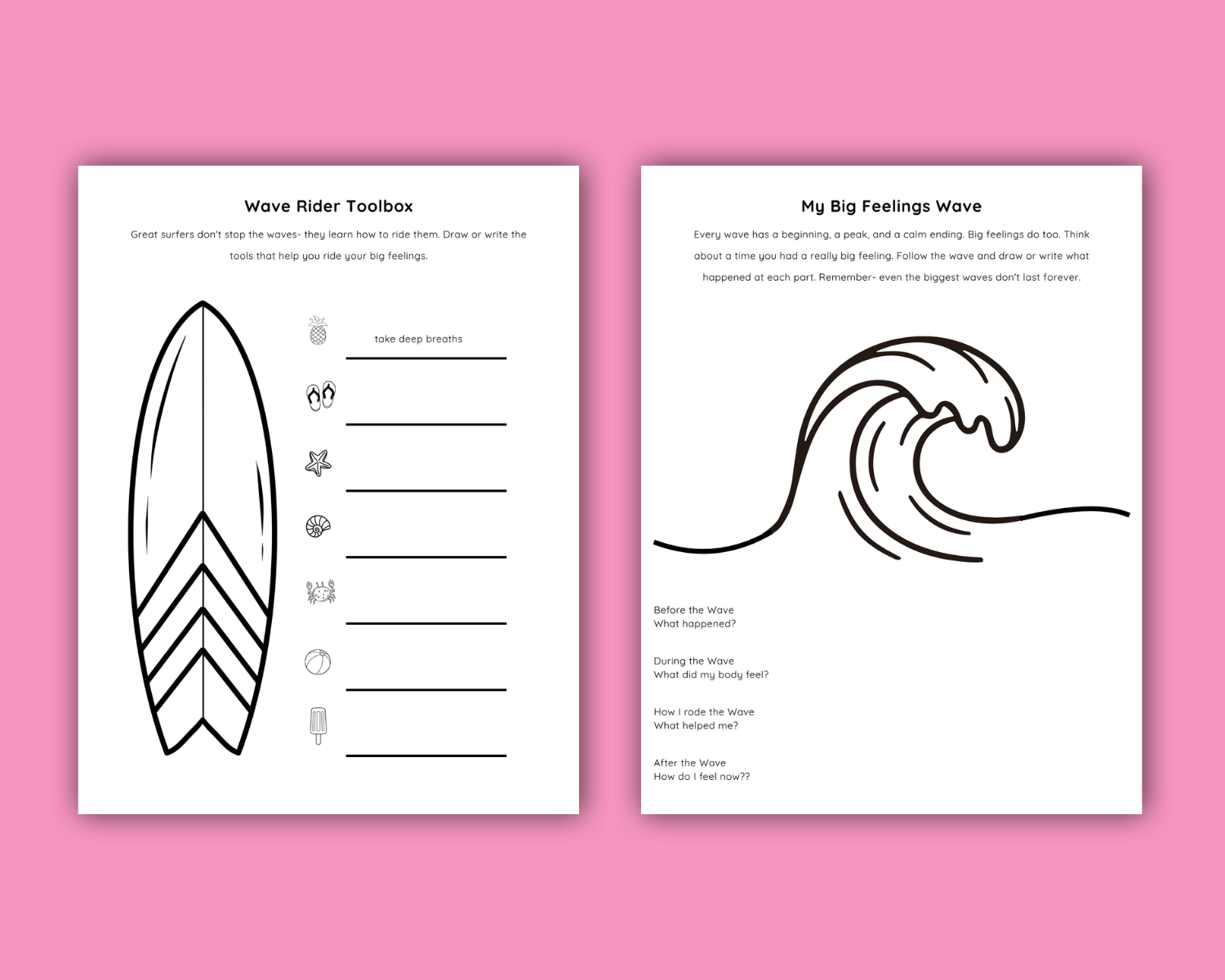 Big Feelings Wave- Emotional Regulation Printable Workbook