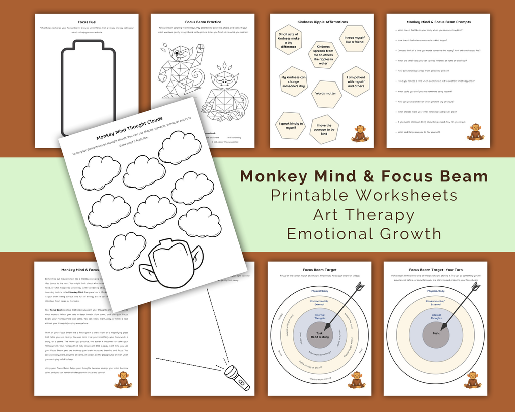 Monkey Mind & Focus Beam Printable Workbook